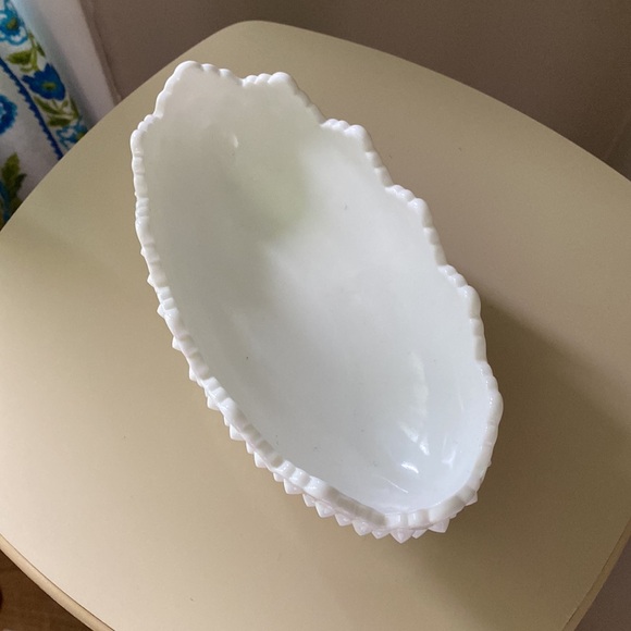 Fenton milk glass hobnail footed candy dish - Picture 2 of 5